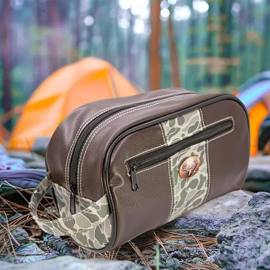 OId School Camo Toiletry Bag, Buck Green/Gray