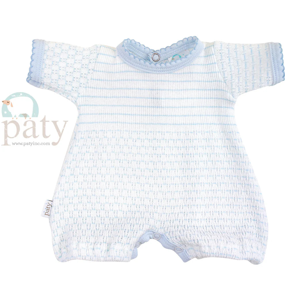 Pinstripe Baby Bubble With Pima Trim, Blue