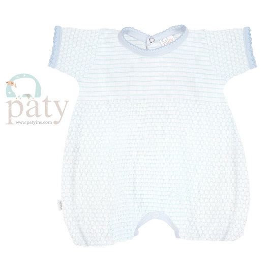 Pinstripe Baby Bubble With Pima Trim, Mint