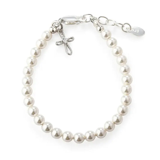 Lacey Silver Pearl Baptism Bracelet