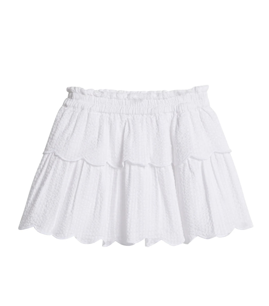 Tiered Skort, White Seersucker