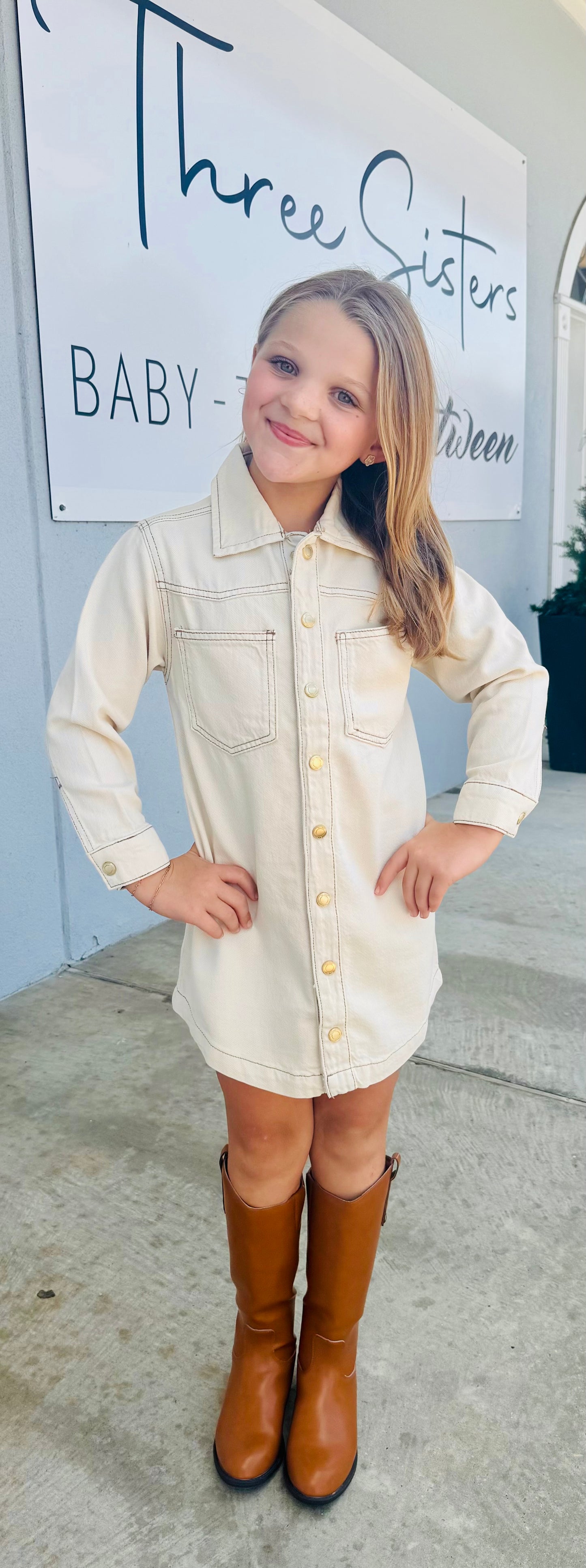 Khaki Denim Button Dress