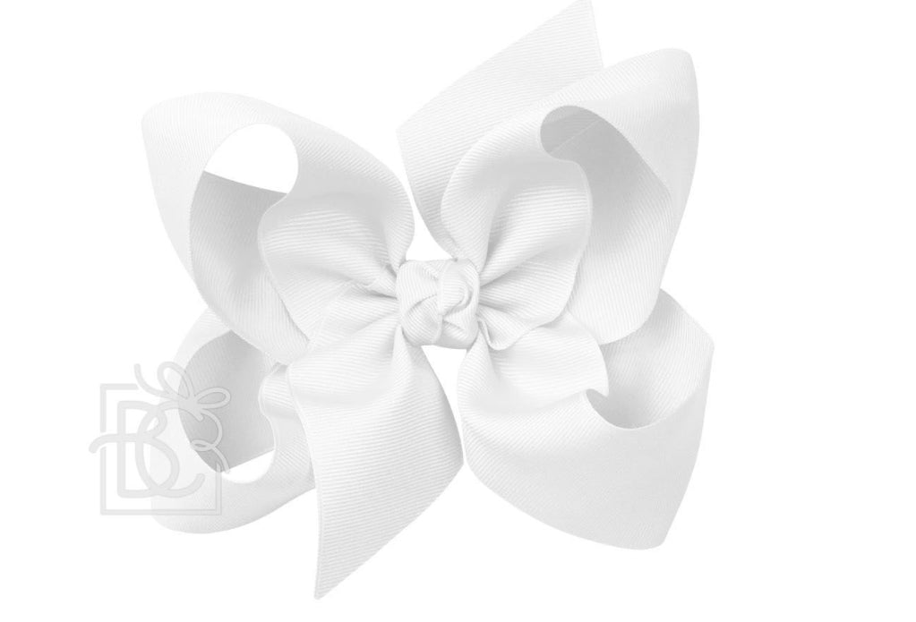 Signature Grosgrain Bow on Alligator Clip 6.5, White