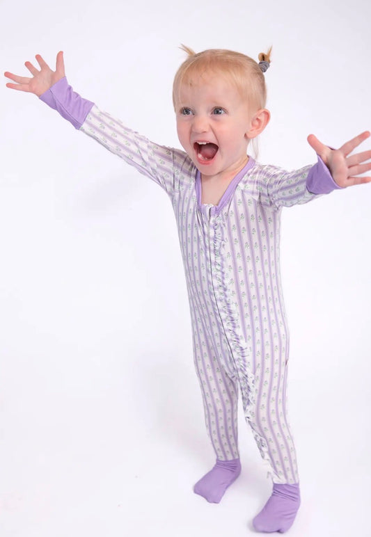 LS Zip Pajamas, Lilac Ribbons