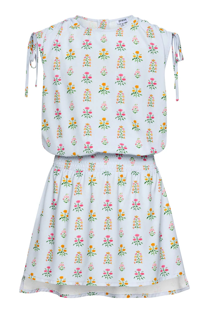 Helen Dress, Floral Blue Block Print