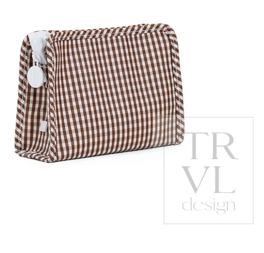 Roadie Small Zip Pouch-Gingham Coco