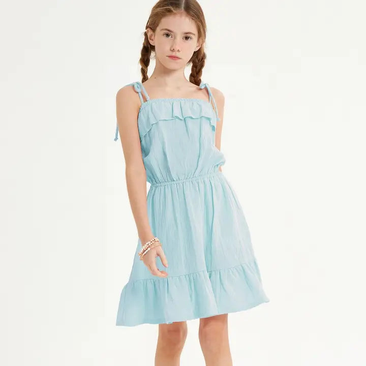 Light Blue Tiered Gauze Dress
