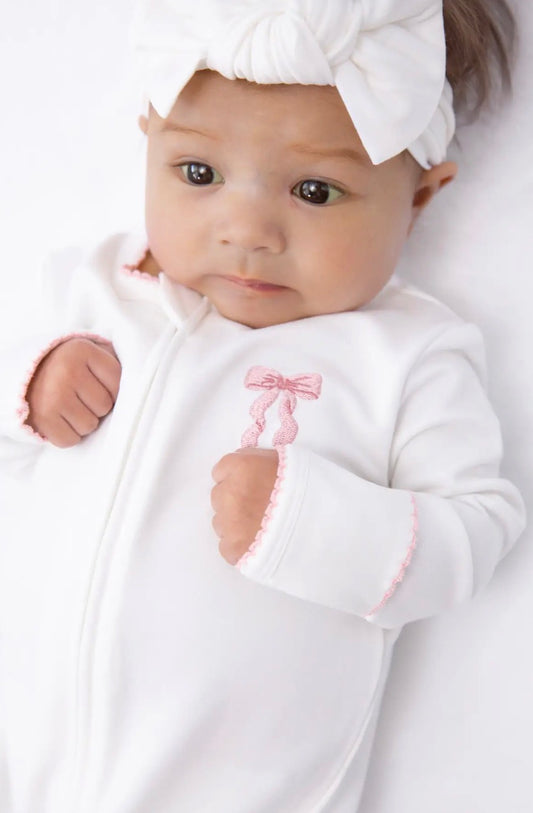 Pip Embroidered Zip Romper-Bow