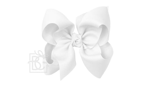 Signature Grosgrain Bow on Alligator Clip 5.5" , White