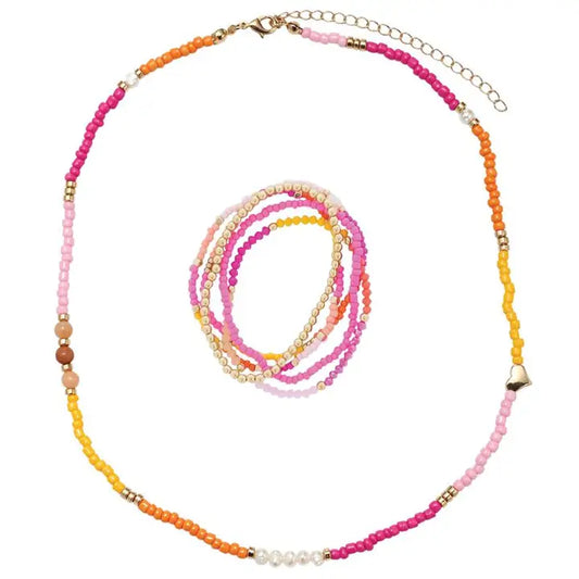 Pearl Heart Bracelet and Necklace Set