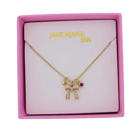Pink Enamel Bow Necklace