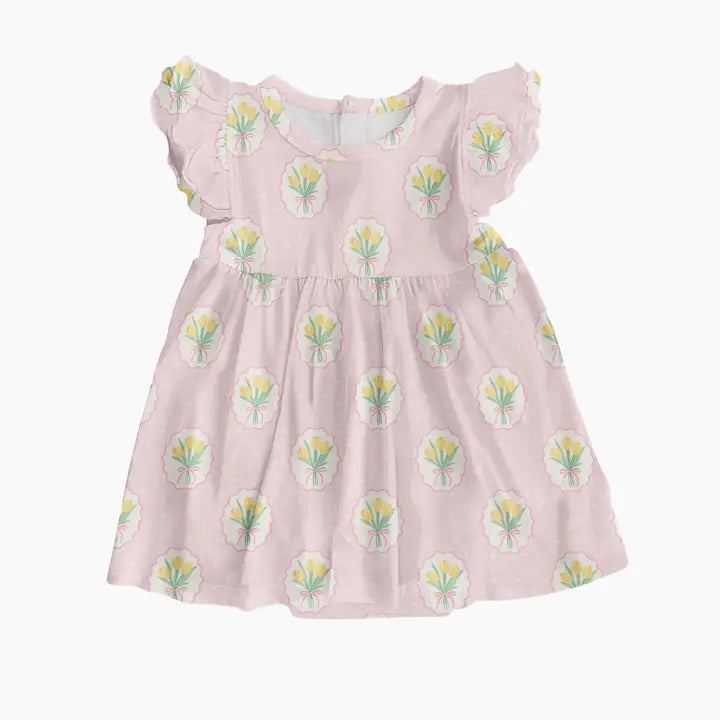 Fancy Tulip Short Sleeve Dress