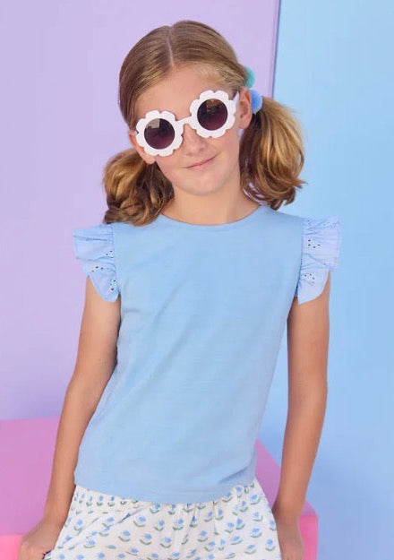 Eyelet Tank-Light Blue