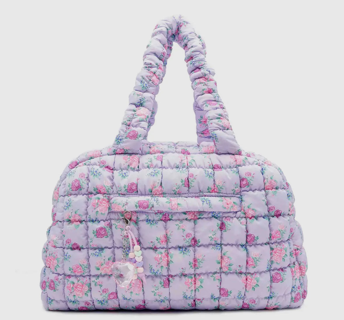 Quilted Scrunchies Floral Printed Medium Duffle