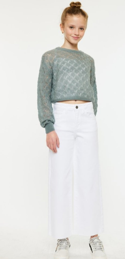 White Wide Leg Crop Leg