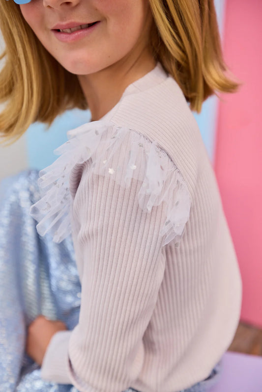 Sadie Top - Grey & Silver Sparkle Stars