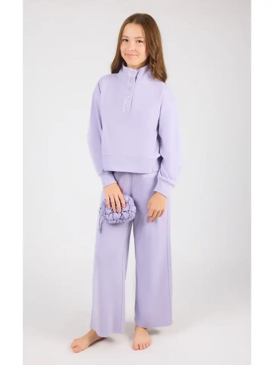 Mock Neck Pullover, Wide Pants, Bubble Bag SET, Heirloom Lilac