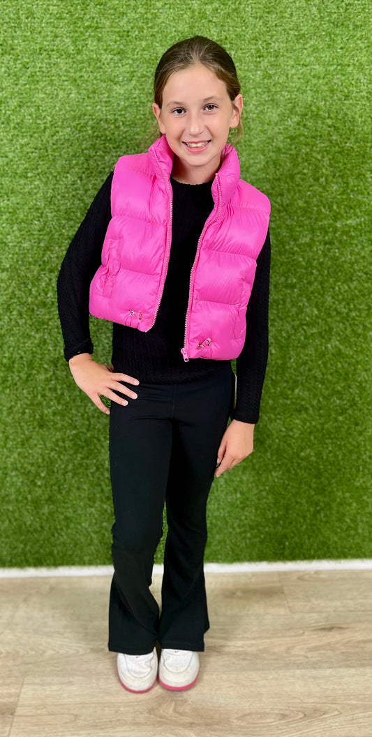 Puffer Vest, Neon Pink