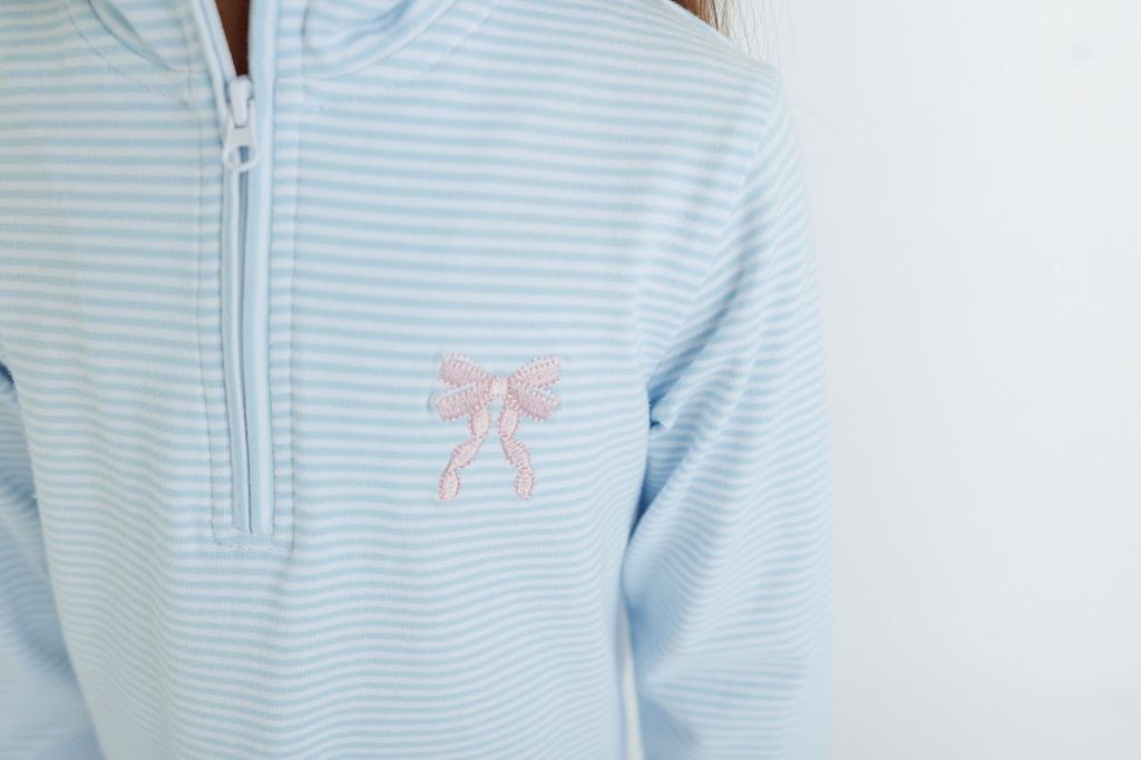 1/4 Zip Pullover, Bow Ruffle