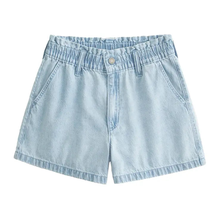 Denim Paper Bag Waist Shorts