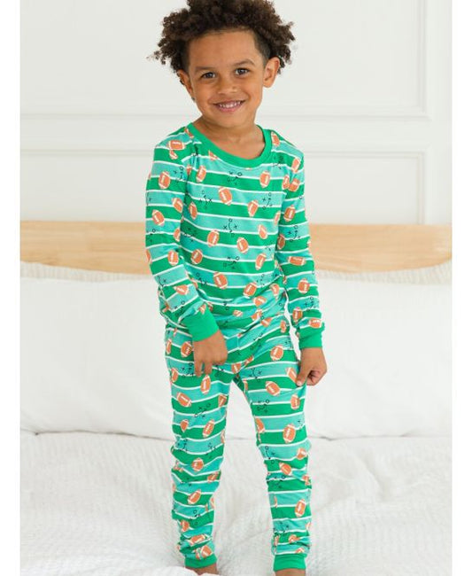 Long Sleeve Pajama Set, Bamboo Viscose, TACKLES & TOUCHDOWNS