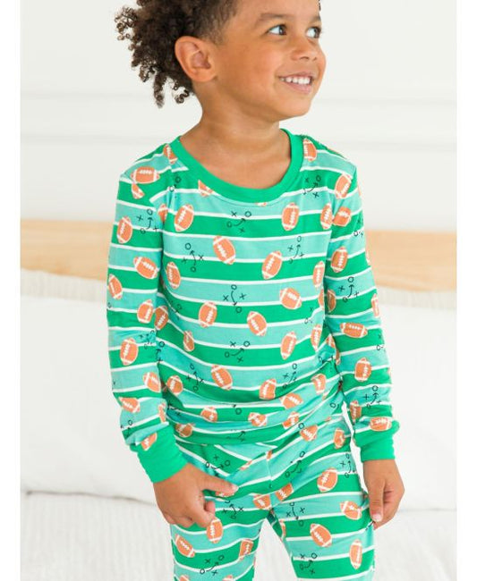 Long Sleeve Pajama Set, Bamboo Viscose, TACKLES & TOUCHDOWNS