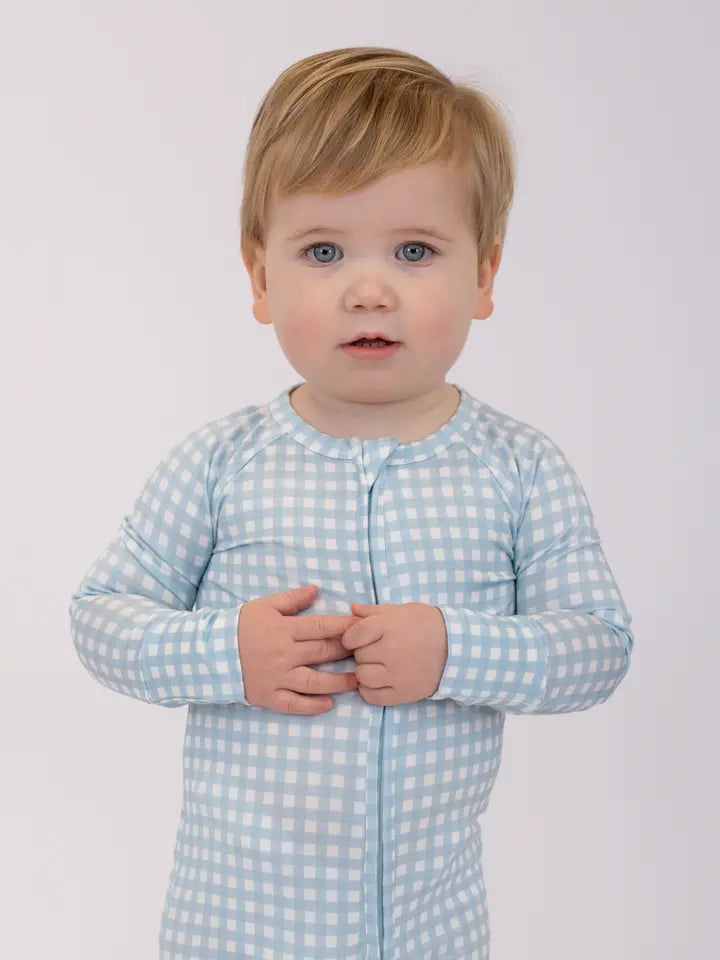 Blue Gingham Convertible Zip Sleeper