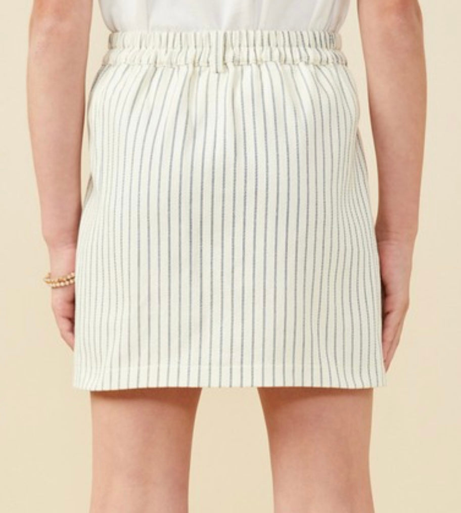Ivory Pinstripe Twill Skirt