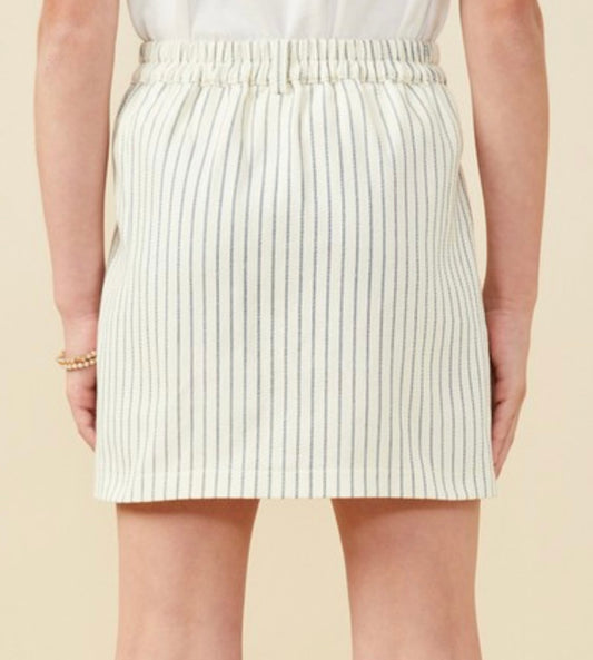 Ivory Pinstripe Twill Skirt