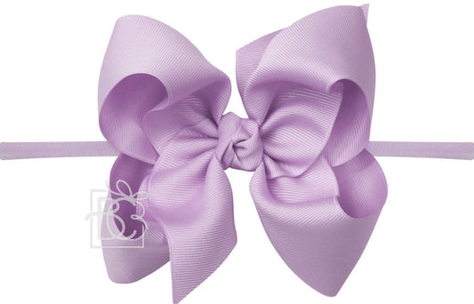1/4" Nylon Pantyhose Headband W/Bow 4.5" Large, Orchid