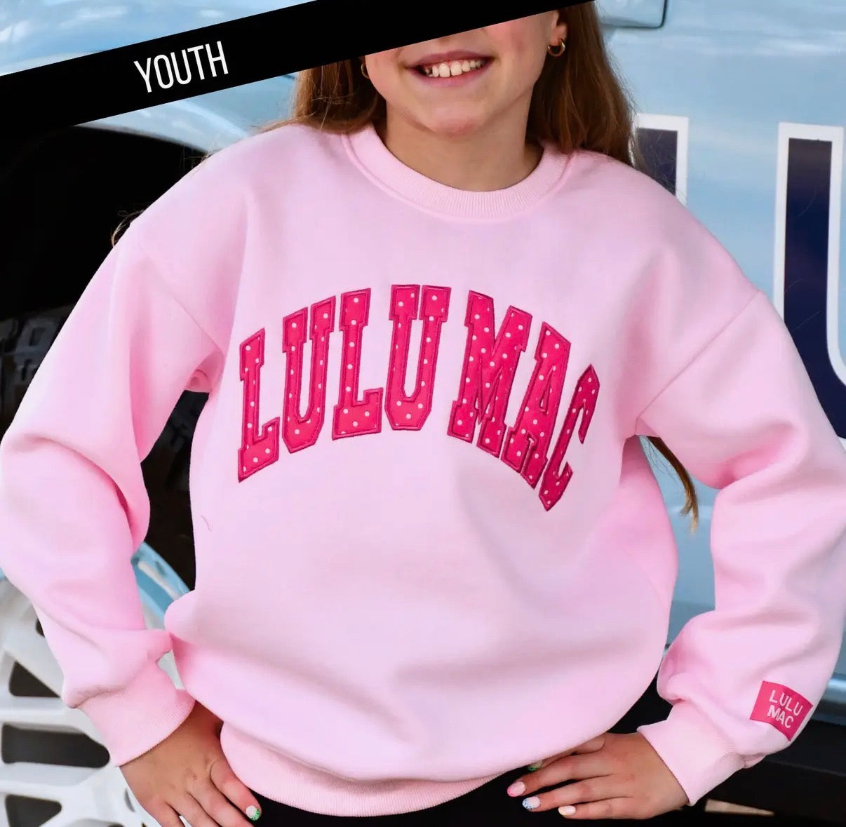 Lulu Mac Polka Dot Sweatshirt, Lt Pink/Hot Pink
