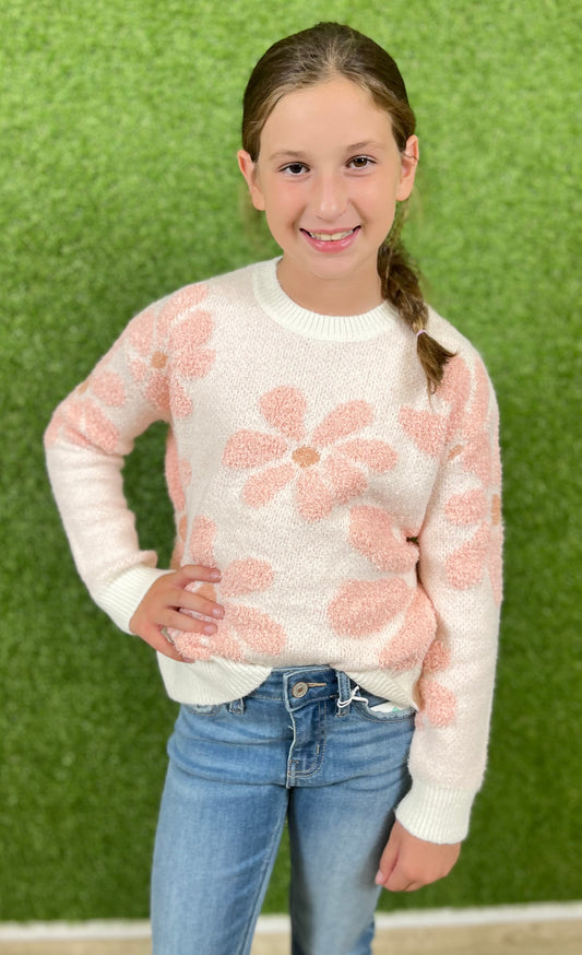 Fuzzy Daisy Pink Sweater
