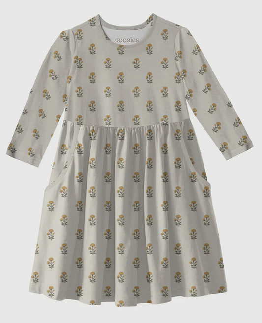 3/4 Pocket Dress-Marigold Block Print