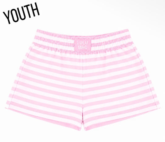 Lulu Mac Stripe Patch Shorts, Light Pink