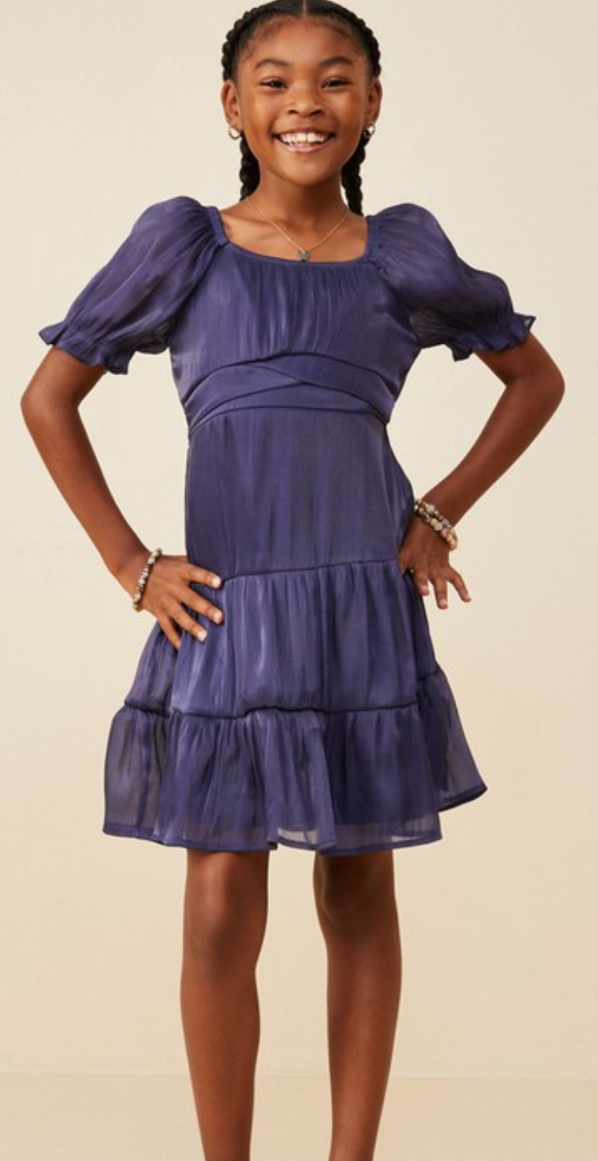 Navy Shimmer Detail Dress