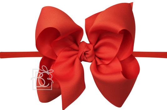 1/4" Nylon Pantyhose Headband W/Bow 4.5" Large, Red