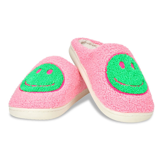Pink And Green Happy Slippers