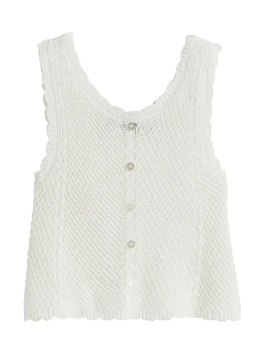 White Button Down Sweater Top