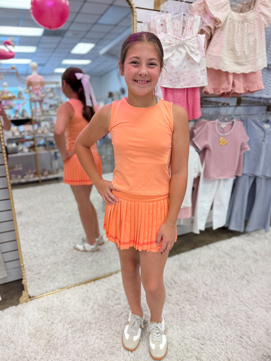 Tank and Pleated Tennis Skirt SET, Calypso Coral