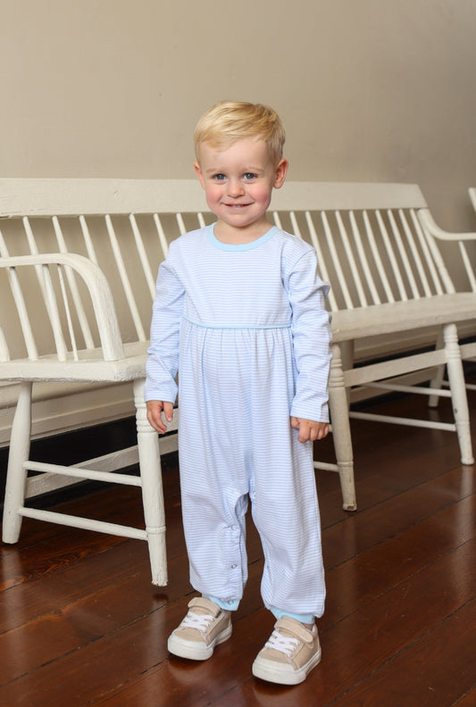 Bennett Romper-Light Blue Stripe