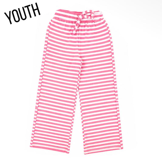 Lulu Mac Striped Lounge Pants, Neon Pink