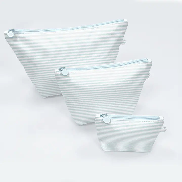 Easy Clean Set of 3 Pouches, Blue Stripes