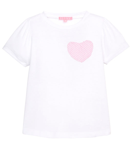 Pink Seersucker Heart Essential Tee