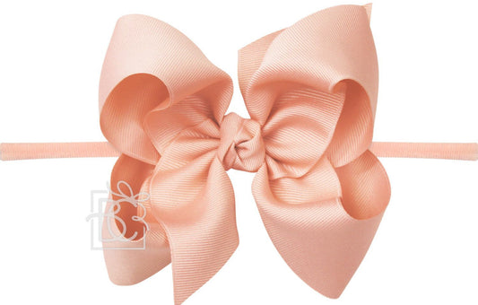 1/4" Nylon Pantyhose Headband W/Bow 4.5" Large, L. Coral