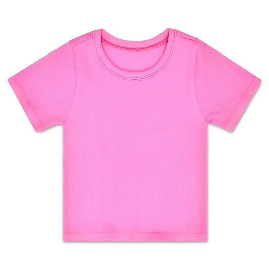Ribbed Short Sleeve Shirt, Pretty Pink