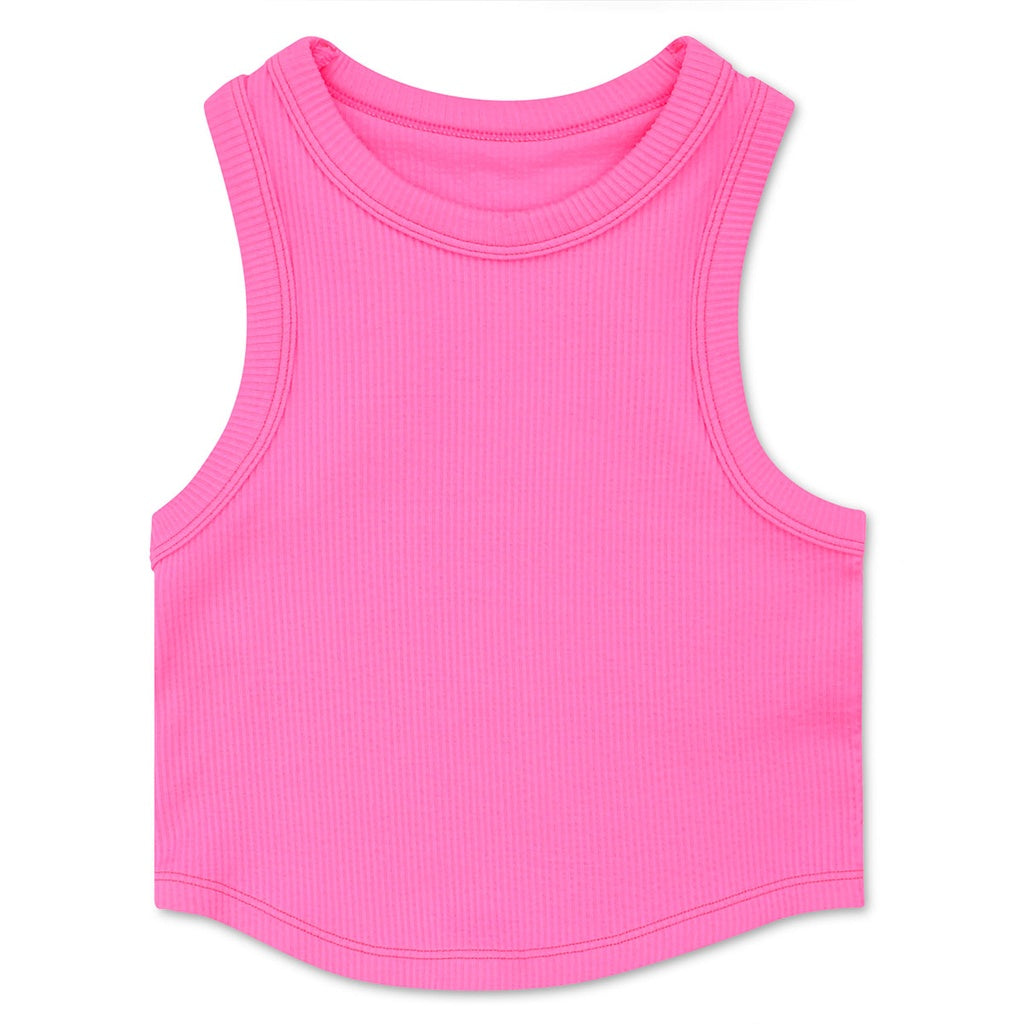 Ribbed Racerback Tank Top , Bright Pink