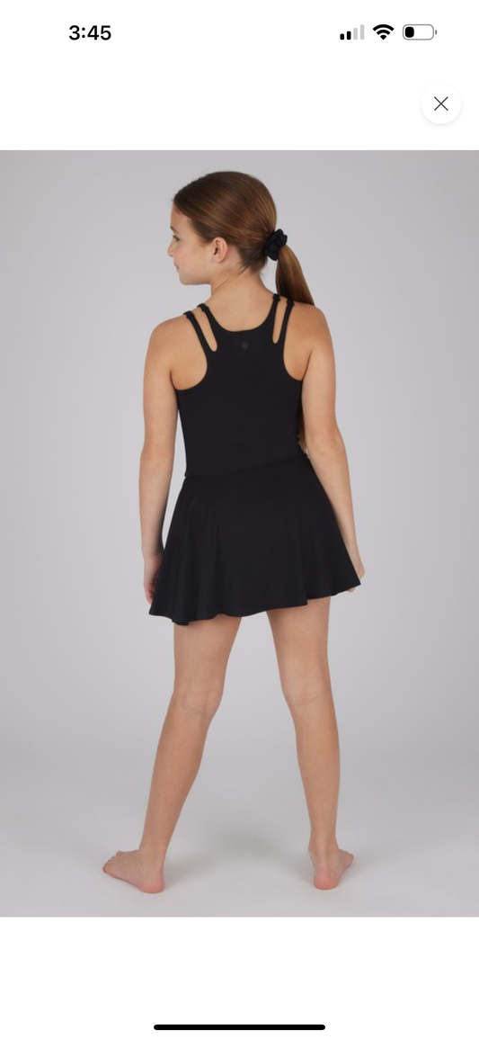Black Cut Out Tank, Skort & Scrunchie Set