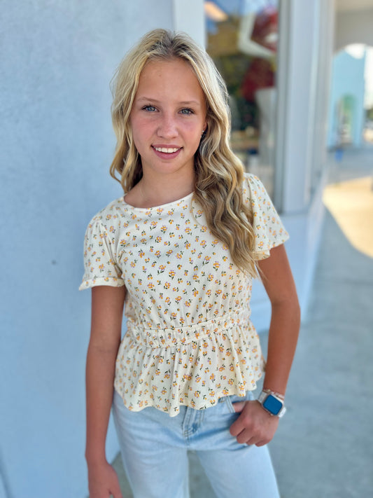 Flutter Sleeve Peplum Top