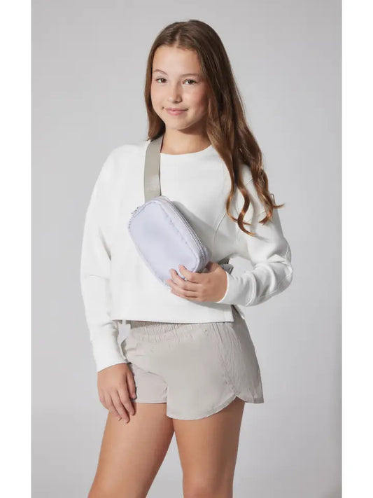 Zuri Pullover, Shorts and Fanny Bag SET, White Dove