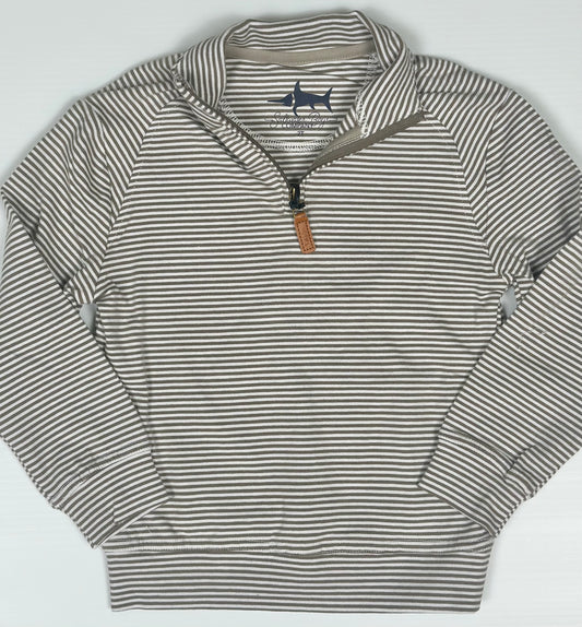 Collins Performance Quarter Zip Khaki Stripe